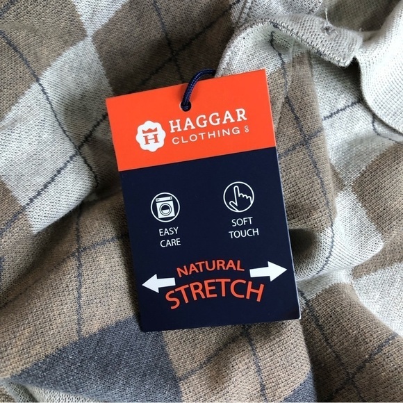 NWT Haggar argyle collared polo sweater two button oatmeal heather Size XXL - Picture 5 of 8